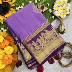 Vriksham Designer Bridal Twitch Purple With Golden Zari Border Korvai Pure Silk Saree-VS4824