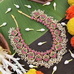 Vriksham South Indian Guttapusalu Stone Pearl Bridal Collection Long Neckpiece-J4001