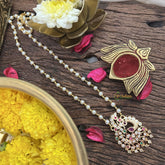 Vriksham AD Stone Traditional Peacock Pendant Pearl layer-G18846