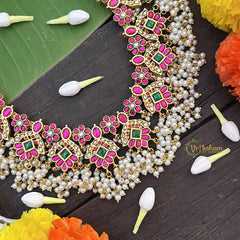 Vriksham South Indian Guttapusalu Stone Pearl Bridal Collection Long Neckpiece-J4001