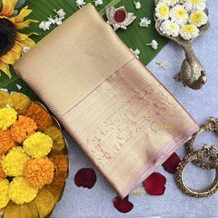 Vriksham Golden Elegance & Regal Elephant Border Korvai Pure Silk Saree-VS4813