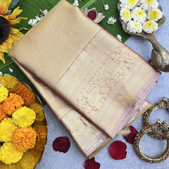 Vriksham Golden Elegance & Regal Elephant Border Korvai Pure Silk Saree-VS4813