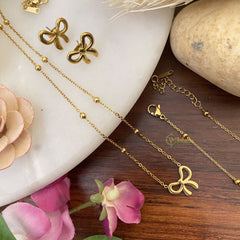 Vriksham Bow Shape Pendant Anti Tarnish Stainless Steel Necklace Chain -G17659