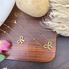 Vriksham Bow Shape Pendant Anti Tarnish Stainless Steel Necklace Chain -G17659