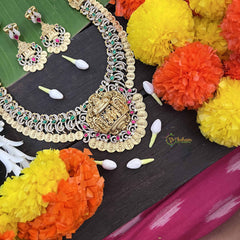 Vriksham Ram Parivar AD Stone Style Kundan Jadau Coin Long Neckpiece-J4056