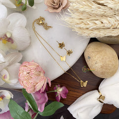 Vriksham Gold Butterfly Pendant Anti Tarnish Stainless Steel Necklace Chain -G17660