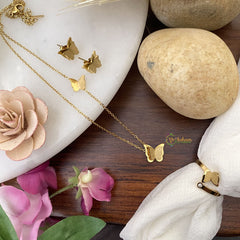 Vriksham Gold Butterfly Pendant Anti Tarnish Stainless Steel Necklace Chain -G17660
