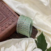 Aqua Green MD Thin Glass Bangle-Set of 12-G14413