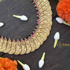 Vriksham Ethnic Temple Peacock Kundan Jadau Lakshmi Coin Long Neckpiece-J4002