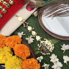 Vriksham Chandbali With Floral Style Kemp Mang Tikka-Red White-Pearl-G19731