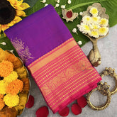Vriksham Neon Purple With Pink Golden Zari Pure Silk Saree-VS4828