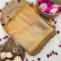 Vriksham Mustard Color Janhvi Kapoor's Organza Saree-Handloom-VS5022
