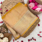 Vriksham Mustard Color Janhvi Kapoor's Organza Saree-Handloom-VS5022