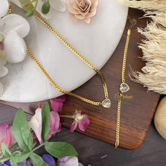 Vriksham Unique Heart Shape Pendant Anti Tarnish Stainless Steel Necklace Chain-White-G17662