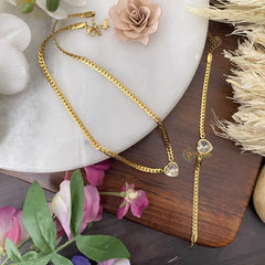 Vriksham Unique Heart Shape Pendant Anti Tarnish Stainless Steel Necklace Chain-White-G17662