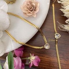 Vriksham Unique Heart Shape Pendant Anti Tarnish Stainless Steel Necklace Chain-White-G17662