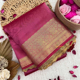 Vriksham Janhvi Kapoor Onion Pink Organza Saree-Aari Work Border-Handloom-VS5024
