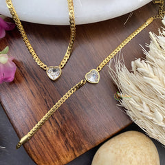 Vriksham Unique Heart Shape Pendant Anti Tarnish Stainless Steel Necklace Chain-White-G17662