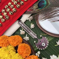 Vriksham Elegant Crescent Kemp Maang Tikka-Red White & Green-Pearl-G19737