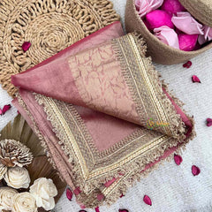 Vriksham Janhvi Kapoor Light Pink Organza Saree-Lace Border-Handloom-VS5036