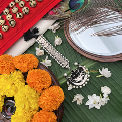 Vriksham Elegant Crescent Kemp Maang Tikka-Red White & Green-Pearl-G19737