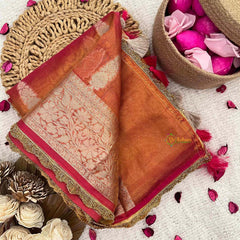 Vriksham Peach Color Janhvi Kapoor's Organza Saree-Handloom-VS5025