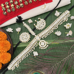 Vriksham Embellished With White Stones & Precious Kemp Mang Tikka-With Chandran Suriyan-Pearl-G19738