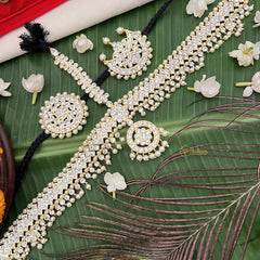 Vriksham Embellished With White Stones & Precious Kemp Mang Tikka-With Chandran Suriyan-Pearl-G19738