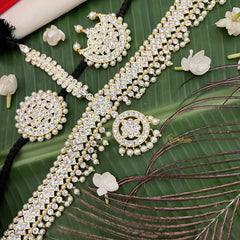 Vriksham Embellished With White Stones & Precious Kemp Mang Tikka-With Chandran Suriyan-Pearl-G19738