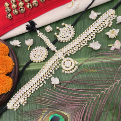 Vriksham Embellished With White Stones & Precious Kemp Mang Tikka-With Chandran Suriyan-Pearl-G19738