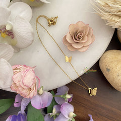 Vriksham Gold Look Alike Butterfly Pendants Anti Tarnish Stainless Steel Necklace Chain-G17685