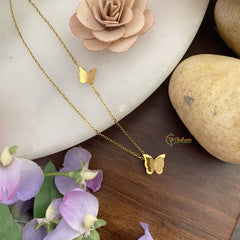 Vriksham Gold Look Alike Butterfly Pendants Anti Tarnish Stainless Steel Necklace Chain-G17685