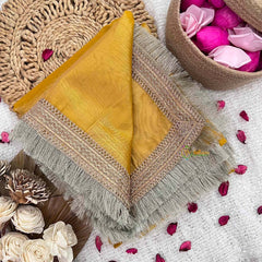 Vriksham Classic Golden Organza Saree-Lace Border-Handloom-VS5041