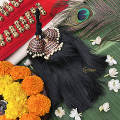 Vriksham Double Pearl Layer Kemp Gold Style Kunjalam-Red-Pearl-G19740