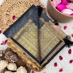 Vriksham Janhvi Kapoor Grey Organza Saree-Aari Work Border-Handloom-VS5023