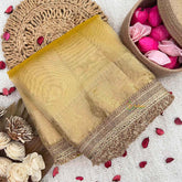 Vriksham Janhvi Kapoor Mustard Yellow Organza Saree-Lace Border-Handloom-VS5040