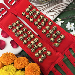Vriksham Sawagai Traditional Dance Bells – Handmade Red 3 Row Ghungroo Pair-G19744