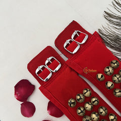 Vriksham Sawagai Traditional Dance Bells – Handmade Red 3 Row Ghungroo Pair-G19744