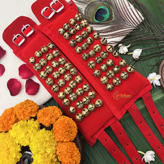 Vriksham Classical Dance Sawagai Traditional Dance Bells – Handmade Red 4 Row Ghungroo Pair-G19745