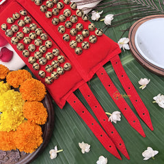 Vriksham Classical Dance Sawagai Traditional Dance Bells – Handmade Red 4 Row Ghungroo Pair-G19745