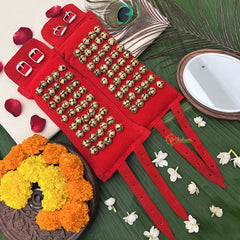 Vriksham Perfect for Indian Classical Dance Sawagai Traditional Dance Bells -Red 5 Row Ghungroo Pair-G19746