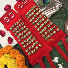 Vriksham Perfect for Indian Classical Dance Sawagai Traditional Dance Bells -Red 5 Row Ghungroo Pair-G19746