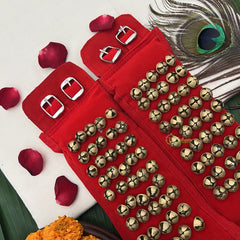 Vriksham Perfect for Indian Classical Dance Sawagai Traditional Dance Bells -Red 5 Row Ghungroo Pair-G19746