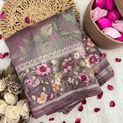 Vriksham Lavender Sita Ramam Floral Crush Organza Saree-Handloom-VS5031