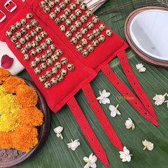 Vriksham Perfect for Indian Classical Dance Sawagai Traditional Dance Bells -Red 5 Row Ghungroo Pair-G19746