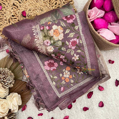 Vriksham Lavender Sita Ramam Floral Crush Organza Saree-Handloom-VS5031