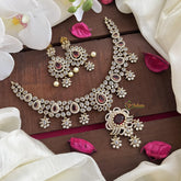 Fancy Victorian Diamond Hasli Neckpiece-Red-VV1841