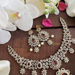 Fancy Victorian Diamond Hasli Neckpiece-Red-VV1841