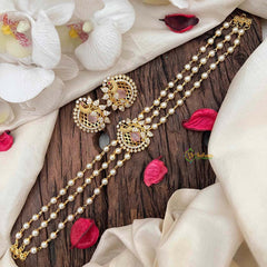 Gold look alike Pearl High Neck Choker-Peacock -White-G6017