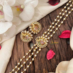 Gold look alike Pearl High Neck Choker-Peacock -White-G6017